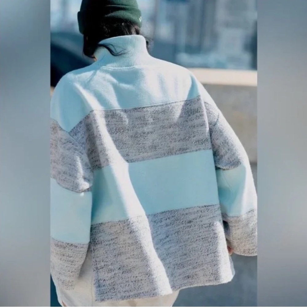 Cozy Mint and Gray Turtleneck Sweater